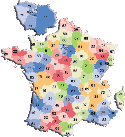 Carte de France des départements